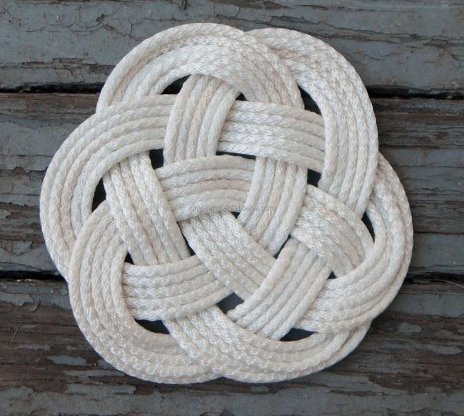 Factory Wholesale Nautical Coasters Woven Sailor Knot absorbent 100% cotton, Knotted Rope Placemats, Knotted coasters & trivets