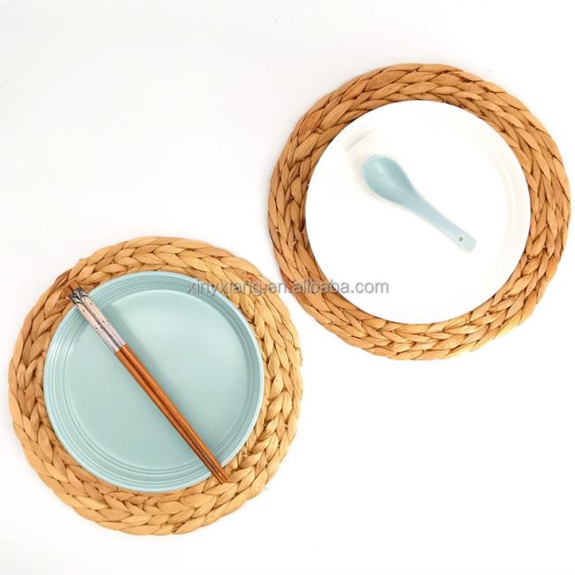 Factory wholesale&custom Woven Placemats Round Table Mats Placemats Water Hyacinth Weave Placemat Heat Insulation Resistant Mats