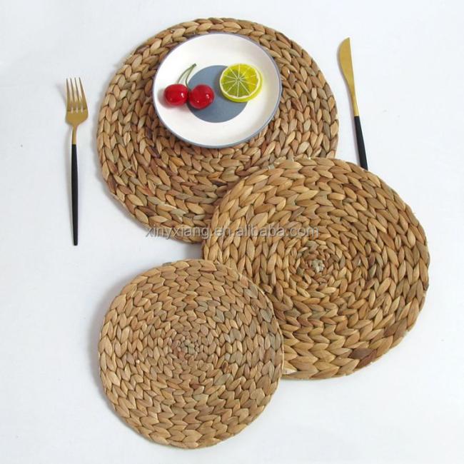 Factory wholesale&custom Woven Placemats Round Table Mats Placemats Water Hyacinth Weave Placemat Heat Insulation Resistant Mats