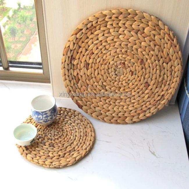 Factory wholesale&custom Woven Placemats Round Table Mats Placemats Water Hyacinth Weave Placemat Heat Insulation Resistant Mats