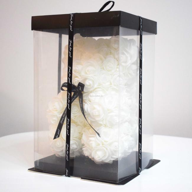 Factory Wholesale 30cm Artificial Teddy Bear Rose Flowers PE Foam Valentines Wedding Gift Box Accessory
