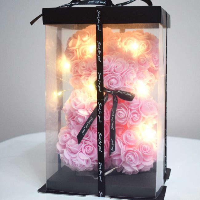 Factory Wholesale 30cm Artificial Teddy Bear Rose Flowers PE Foam Valentines Wedding Gift Box Accessory