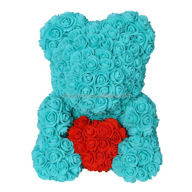 Factory Wholesale 30cm Artificial Teddy Bear Rose Flowers PE Foam Valentines Wedding Gift Box Accessory