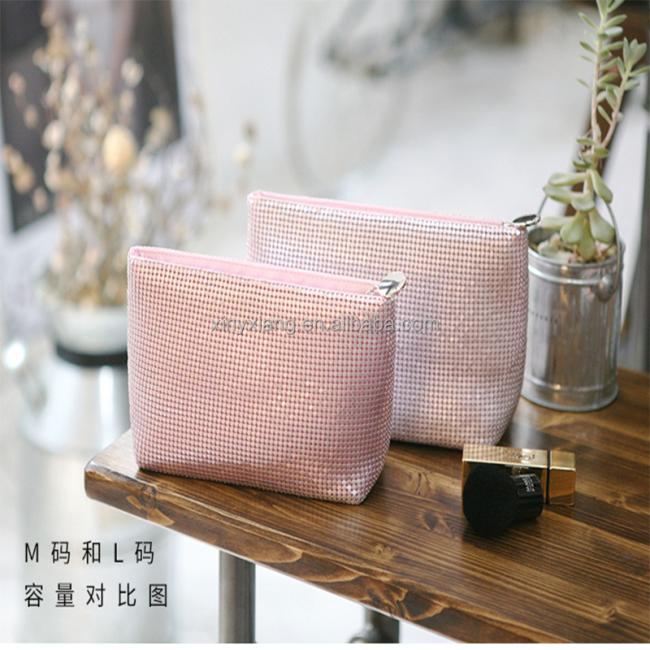 Factory custom Metal Aluminum Mesh Clutch Cosmetic Bag, Aluminum Metal Mesh Evening Bag Purse Clutch Handbag