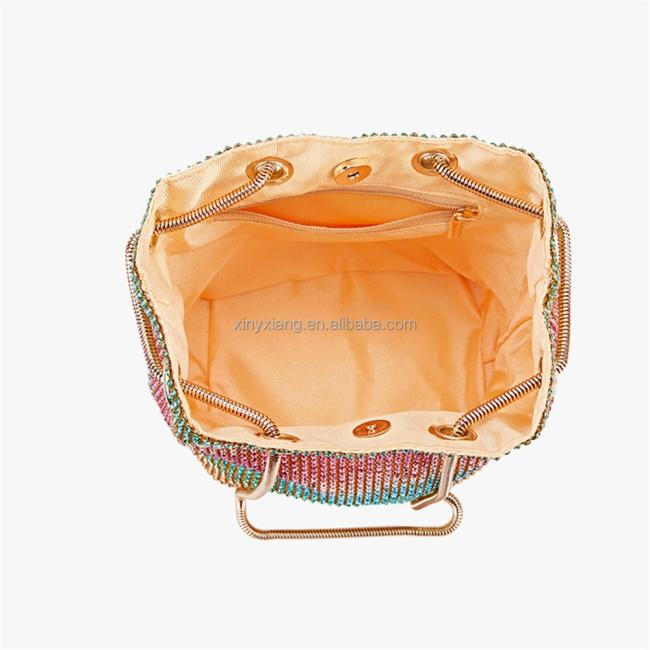 Factory Wholesale Mutilcolor Crystal Evening Bag Rhinestone Rhinestone Inlaid Flash Bucket Clutch Drawstring Bucket Shoulder Bag