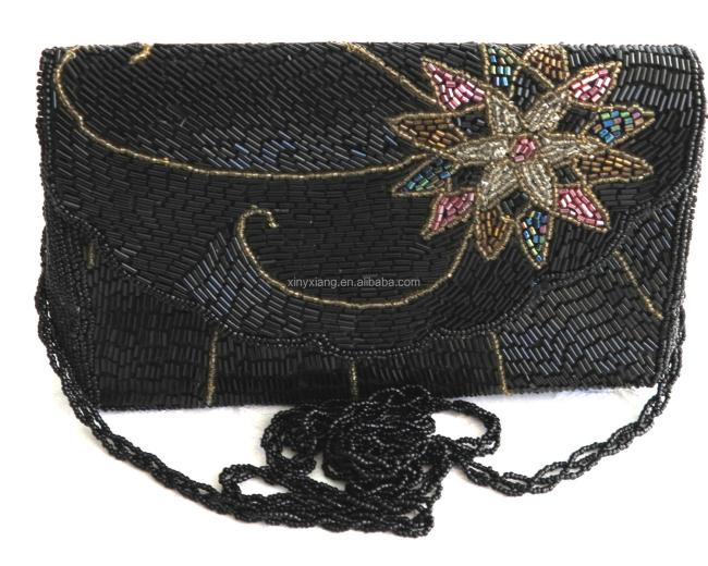 Factory Custom Beaded Clutch Bag, Vintage Multi-Color Beaded Purse Handbag Clutch, Womne Vintage Embroidery Evening Bead Clutch