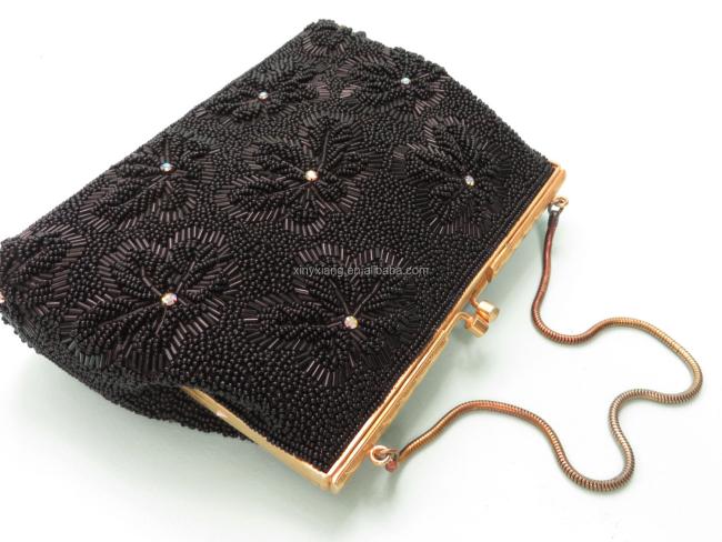 Factory Custom Beaded Clutch Bag, Vintage Multi-Color Beaded Purse Handbag Clutch, Womne Vintage Embroidery Evening Bead Clutch