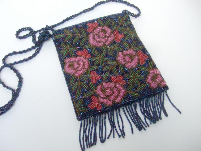 Factory Custom Beaded Clutch Bag, Vintage Multi-Color Beaded Purse Handbag Clutch, Womne Vintage Embroidery Evening Bead Clutch