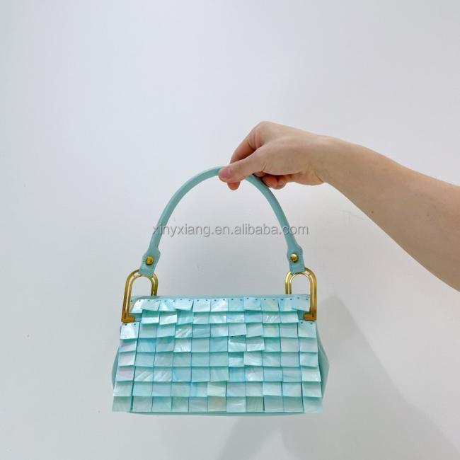 Factory Wholesale PU clutch bag decor with seashell, ladies retro armpit square bag armpit handbag handbags
