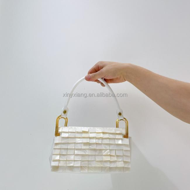 Factory Wholesale PU clutch bag decor with seashell, ladies retro armpit square bag armpit handbag handbags