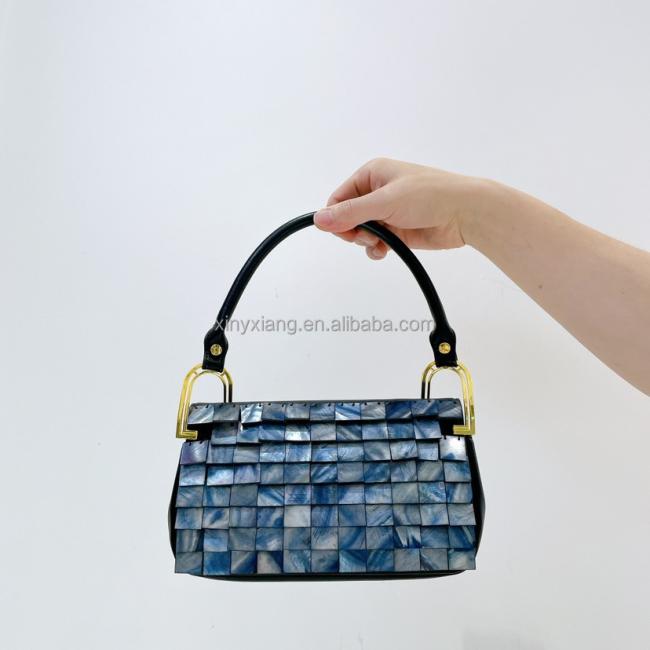 Factory Wholesale PU clutch bag decor with seashell, ladies retro armpit square bag armpit handbag handbags