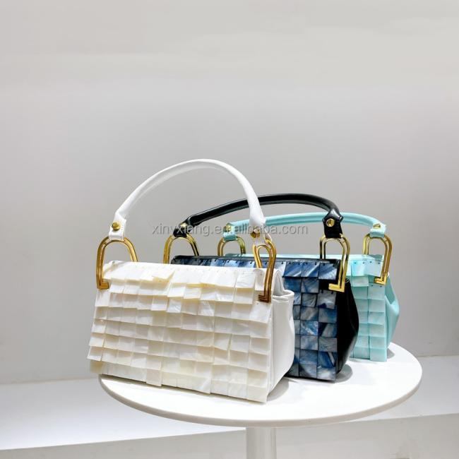 Factory Wholesale PU clutch bag decor with seashell, ladies retro armpit square bag armpit handbag handbags