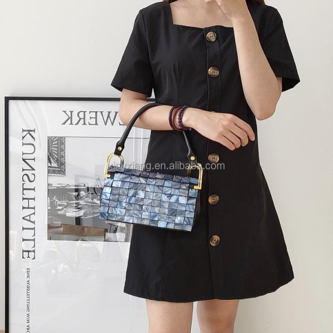 Factory Wholesale PU clutch bag decor with seashell, ladies retro armpit square bag armpit handbag handbags
