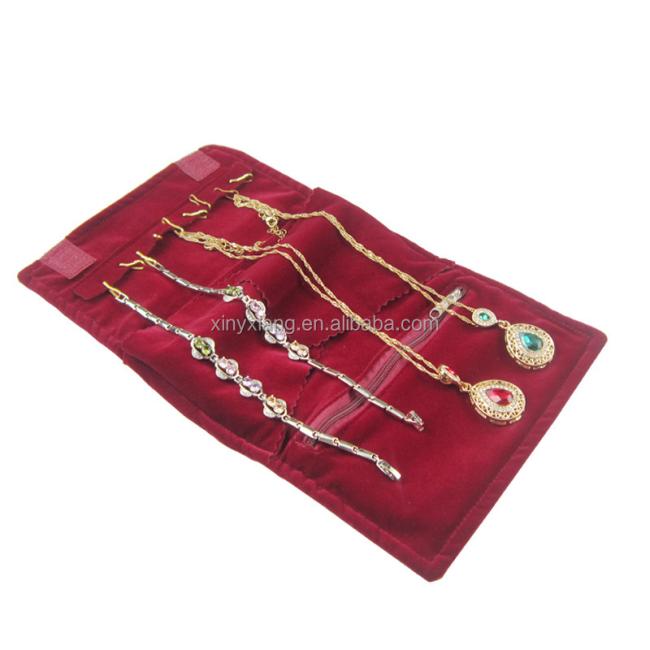 Factory Wholesale velvet jewelry roll, The Container Store Velvet Jewelry Rolls, Ring Necklaces Pendants Organizer Storage Bags