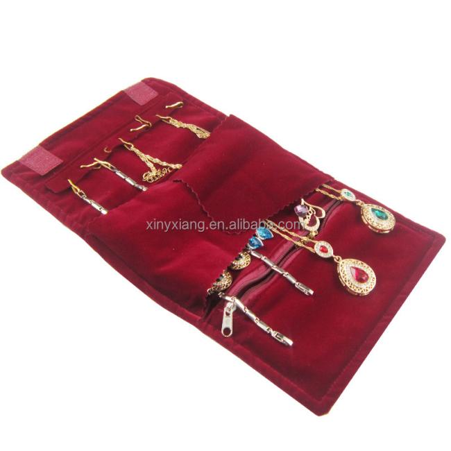 Factory Wholesale velvet jewelry roll, The Container Store Velvet Jewelry Rolls, Ring Necklaces Pendants Organizer Storage Bags