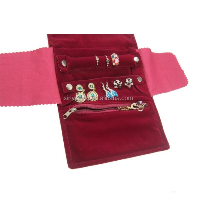 Factory Wholesale velvet jewelry roll, The Container Store Velvet Jewelry Rolls, Ring Necklaces Pendants Organizer Storage Bags