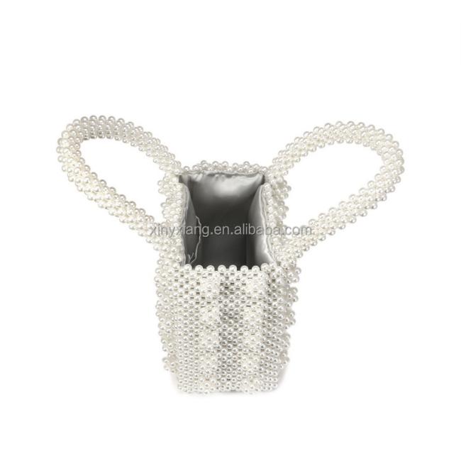 Factory Wholesale Mini Faux Pearl Beaded Tote Bag, Beaded And Pearl Embellished Handbag, Pearls Beaded Clutch Pouch Bag