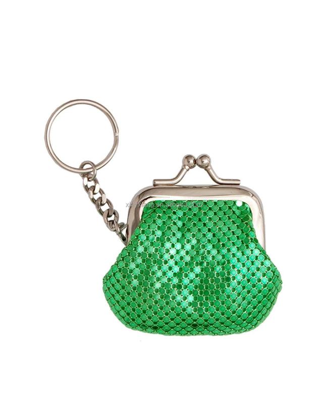 Factory Custom Metal Mesh Coin Purse Kiss Lock Clasp Buckle Coin Purse, Small Buckle Coin Purse Aluminum Metal Mesh Pouch
