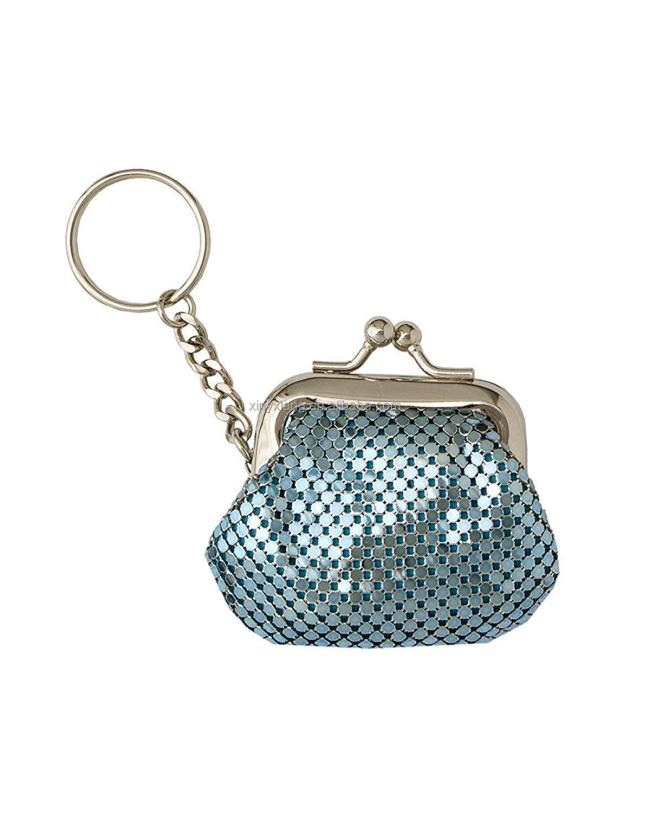 Factory Custom Metal Mesh Coin Purse Kiss Lock Clasp Buckle Coin Purse, Small Buckle Coin Purse Aluminum Metal Mesh Pouch