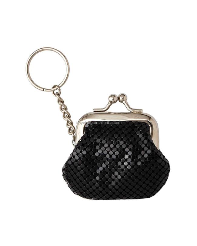 Factory Custom Metal Mesh Coin Purse Kiss Lock Clasp Buckle Coin Purse, Small Buckle Coin Purse Aluminum Metal Mesh Pouch