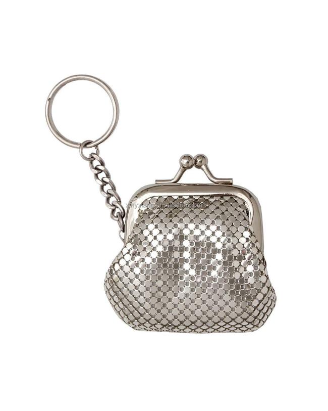 Factory Custom Metal Mesh Coin Purse Kiss Lock Clasp Buckle Coin Purse, Small Buckle Coin Purse Aluminum Metal Mesh Pouch
