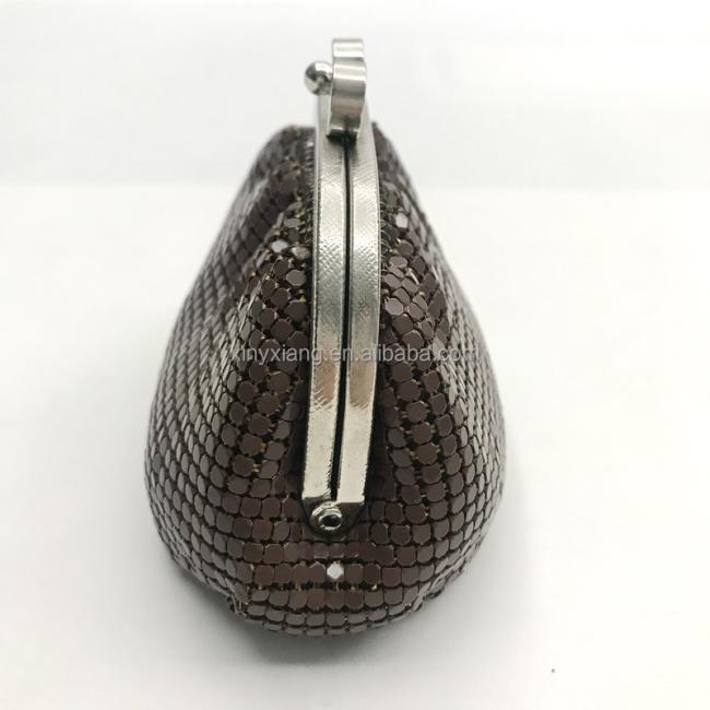 Factory Custom Vintage Metal Mesh Coin Purse Kiss Lock Clasp Buckle Coin Purse, Buckle Coin Purse Aluminum Metal Mesh Pouch