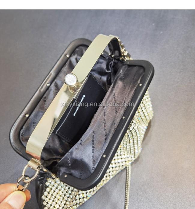 Factory Wholesale Elegant Rhinestone Evening Bag, Rhinestone-Embellished Handbag, Crystal Clutch Evening Bags