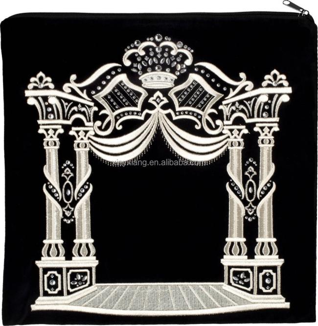 Factory Custom 3D Crystal crown canopy tefillin bag, Embroidered Velvet Tallit Bag, Faux leather tallit bag Judaica