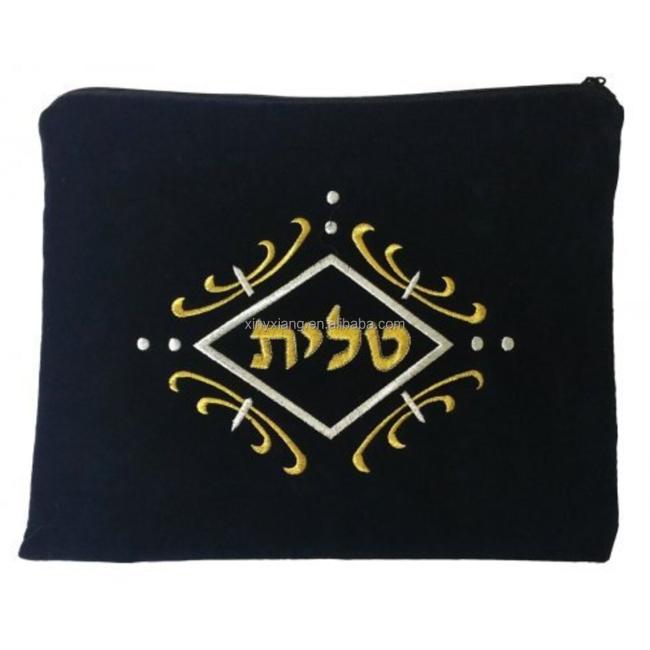 Factory Custom 3D Crystal crown canopy tefillin bag, Embroidered Velvet Tallit Bag, Faux leather tallit bag Judaica