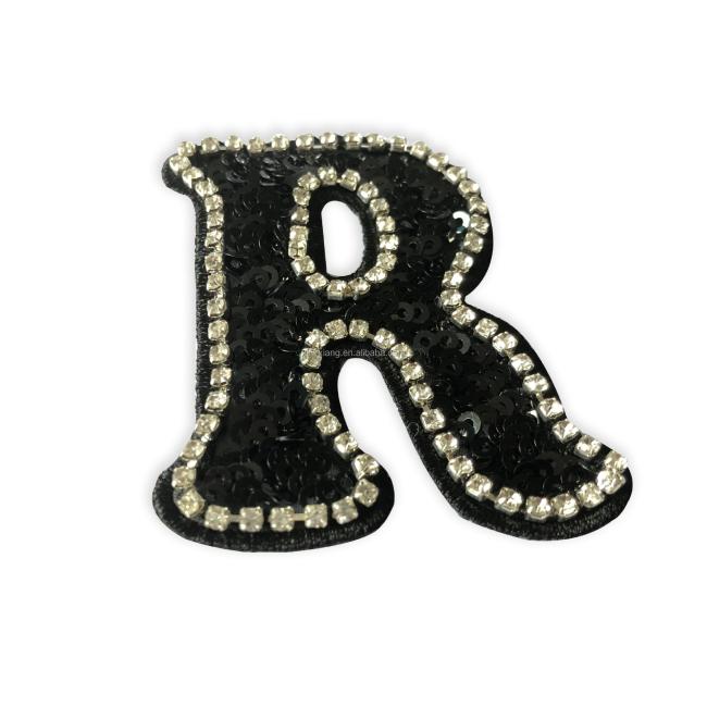 Factory Wholesale Letter Sequin & Glass Bead Applique, Sequins Letter Number Appliques, Fashion Appliques & Trims