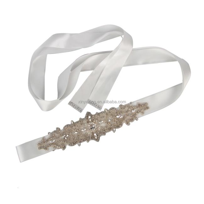 Factory Wholesale Gorgeous Crystal Waist Belt Wedding Dress Belt Bride Bridesmaid Applique Sash,Bridal Sparkly Beaded Satin Belt