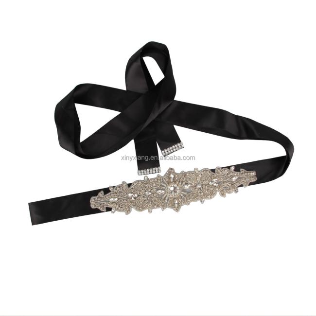 Factory Wholesale Gorgeous Crystal Waist Belt Wedding Dress Belt Bride Bridesmaid Applique Sash,Bridal Sparkly Beaded Satin Belt