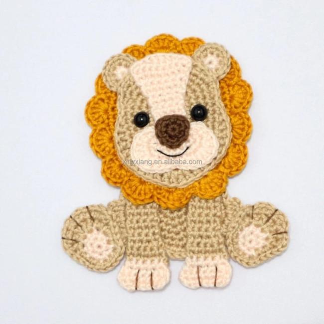 Factory Wholesale handmade crochet elephant applique/embellishment, knitted sew on patches, animal appliques