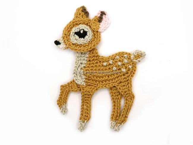 Factory Wholesale handmade crochet elephant applique/embellishment, knitted sew on patches, animal appliques