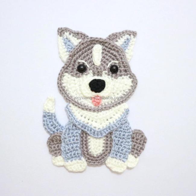 Factory Wholesale handmade crochet elephant applique/embellishment, knitted sew on patches, animal appliques