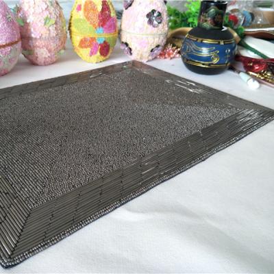 China Factory wholesale&custom Beaded Placemats For Dining Table, Wooden Bead Woven Placemat, Hand beads embroidery table runner 04 for sale