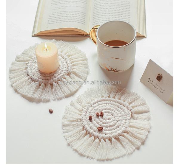 Quality Factory Wholesale Handmade Macrame Coasters, Cotton Rope Braided Placemats, for sale