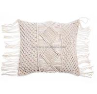 Quality Factory custom Macrame Cushion Cover with Fringe, Hand Woven Knotted Diamond for sale