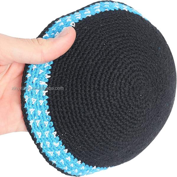 Quality Factory Custom Hand Made 100% Cotton Hand Knitted Kippah Hat for Men, Yarmulke Hats, Kippah for Men and Kid for sale