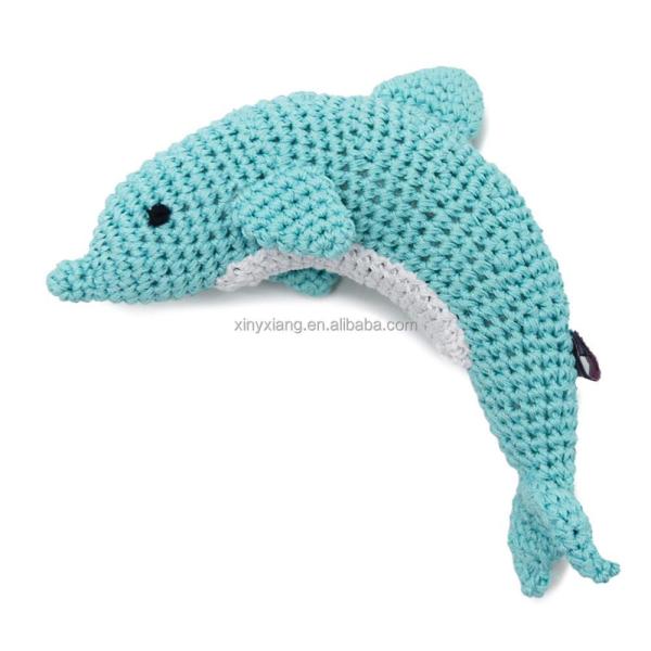 Quality Factory Wholesale Dolphin Crochet Dog Toy, Animal Amigurumi Toy Crochet, Knit Knacks Organic Cotton Crocheted Dog Toys for sale