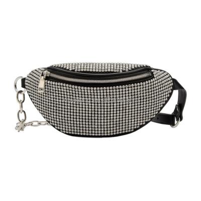 China Factory Wholesale Womens Rhinestone Studded Fanny Waist Pack, Women Waist Bags Diamonds Ladies Fanny Pack Fashion Chest Bag for sale