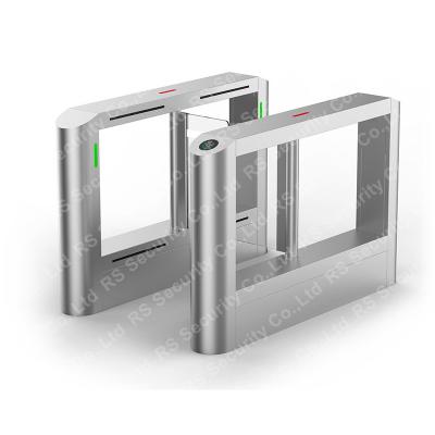 China Building Walkway DC Brushless Swing Turnstiles Gate Automation Controller Nfc Reader Wing Barrier Led Red Green for sale