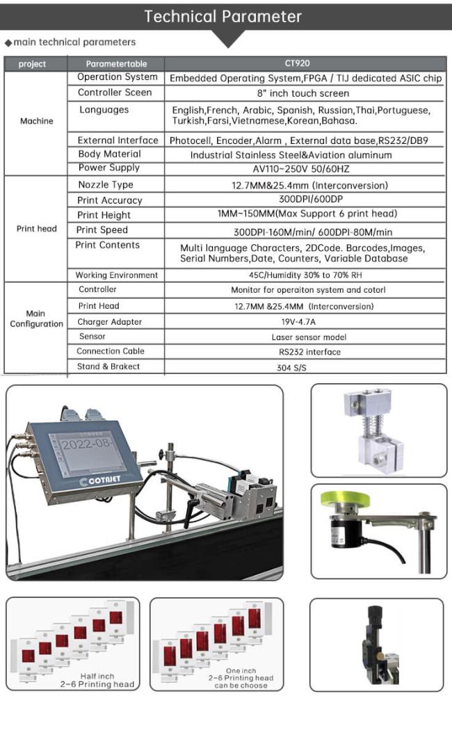 CT920 Thermal Inkjet Printer side view