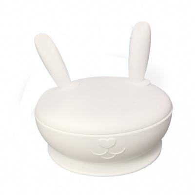 China Baby Feeding Silicone Suction Divided Plate With Lid BPA Free Bunny Shape for sale