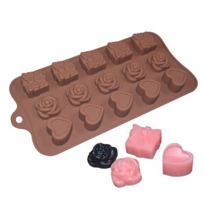 China Silicone Custom Chocolate Molds Rose Heart Shaped For Candy Cake for sale