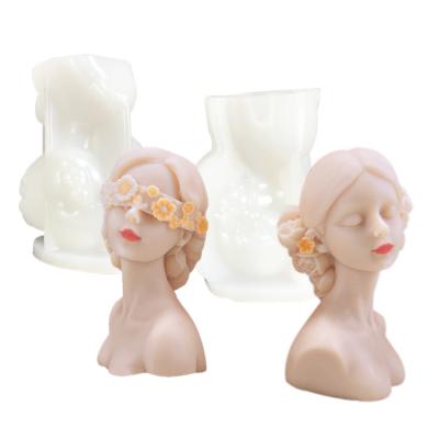 China Human Body Geometric Candle Mold Silicone Blindfolded Girl 3D DIY Customized for sale