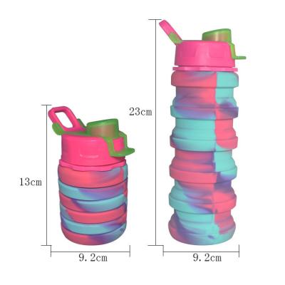 China Multi Colors Sports Silicone Drinking Bottle Foldable Customized 500ml for sale