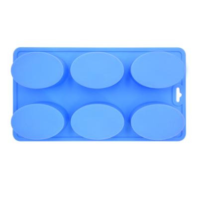 China Household Diy Oval Baking Mold , Oem Custom 6 Cavity Silicone Soap Mold for sale