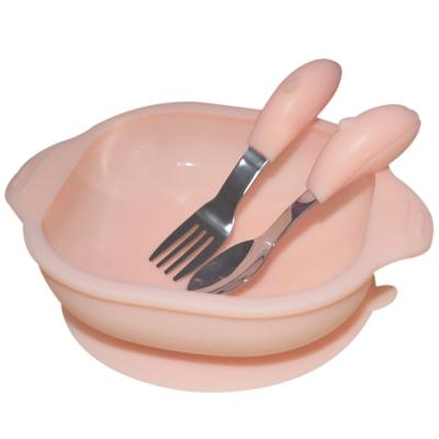 中国 Baby Soft Silicone Suction Bowl Plate Small Baby Divided Plate Spoon With Lid Set 販売のため