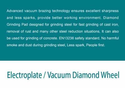 China 100mm To 180mm Vacuum Brazed Diamond Blade Cup Wheel Grinding Disc for sale